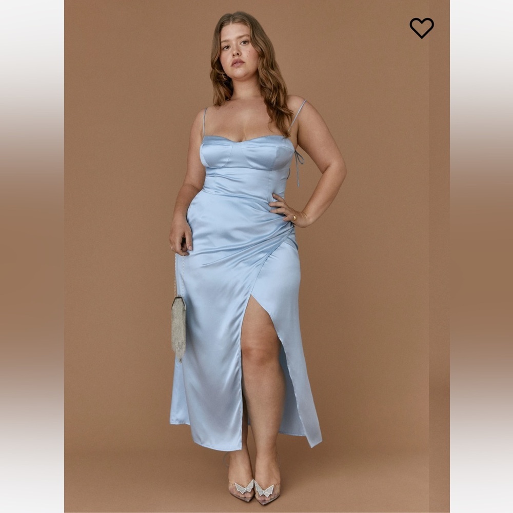 NWT Reformation Marguerite Silk Dress Horizon Blue